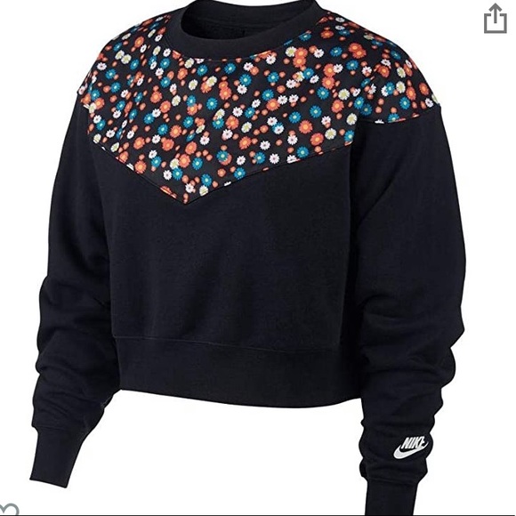 Nike NSW Heritage Crew Fleece Floral Black - Picture 5 of 5